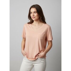 Croft and Barrow Women Peach Pocket T Shirt Size M